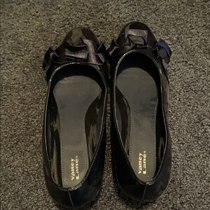 Valley Lane Black Flats with Bow Detail